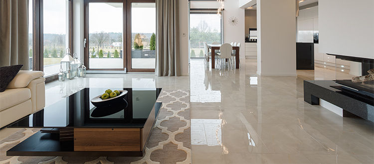 living room with limestone flooring